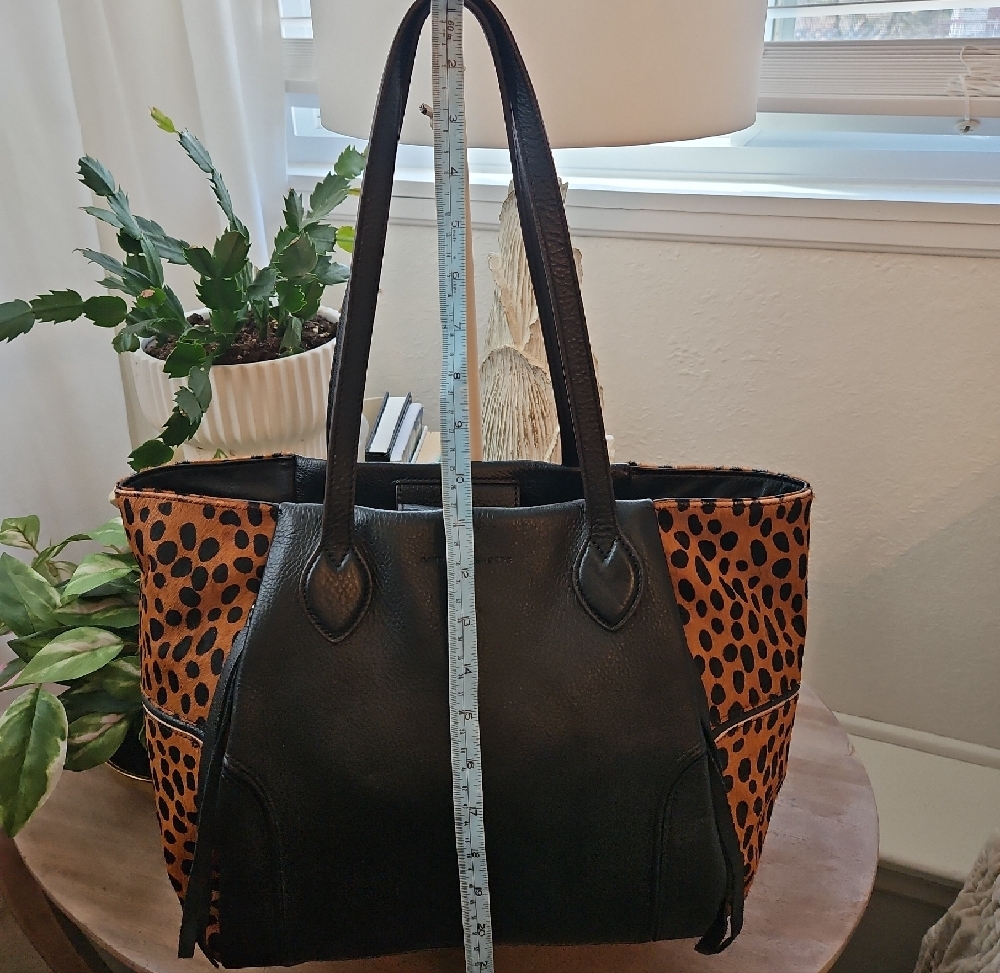 Aimee Kestenberg Black Leather Tote with Calf Hair Leopard Sides - Picture 4 of 8